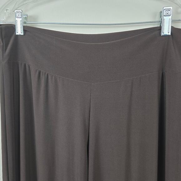 Ciara SunWoo Brown Pull On Slinky Wide Flare Leg Slacks Palazzo Knit Stretch XL - Picture 8 of 12